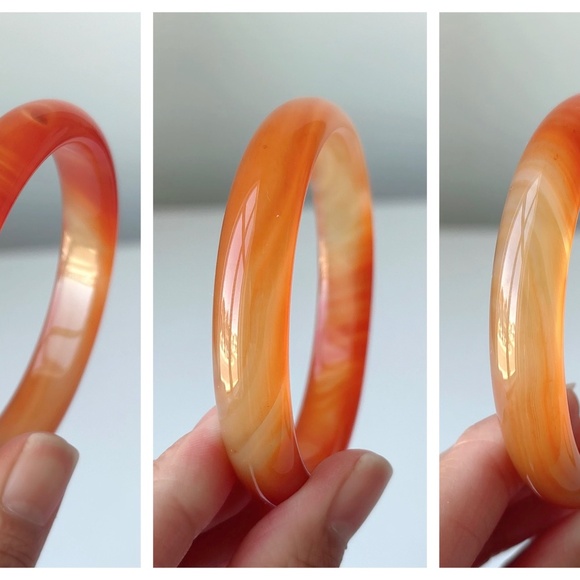 58mm Natural Carnelian Round Bangle BA126 - Picture 8 of 9